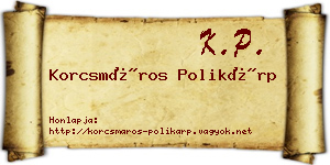 Korcsmáros Polikárp névjegykártya